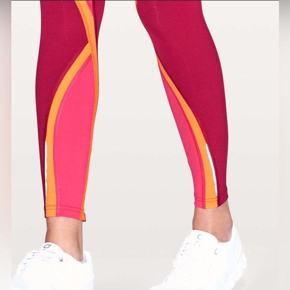 Lululemon Wild Twist 7/8 25” Tight Leggings Ruby Red Fuchsia Pink Amber Size 10 - Picture 3 of 12